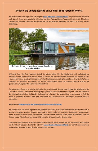 Genießen Sie Luxus pur Hausboot Ferien in Müritz | PDF