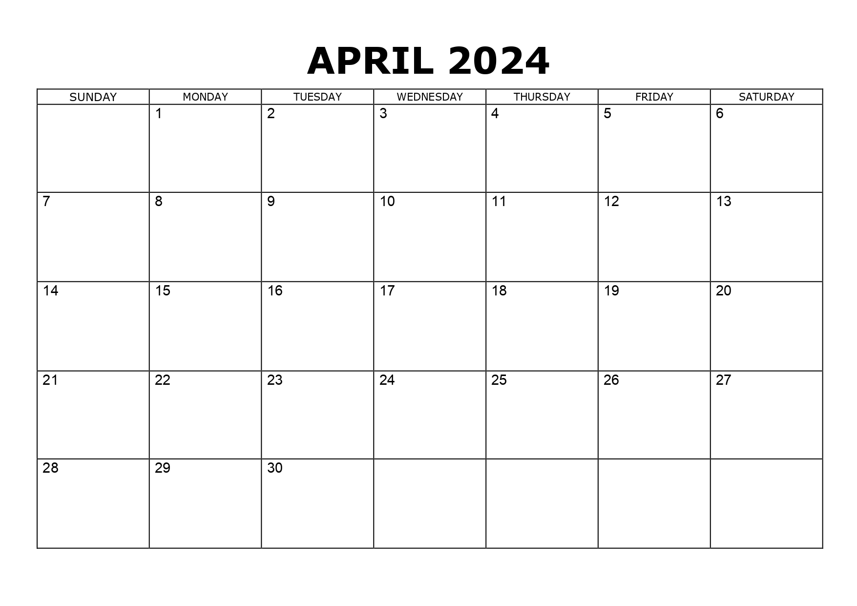 30 Free Cute Printable April 2024 Calendar: Instant PDF Download!