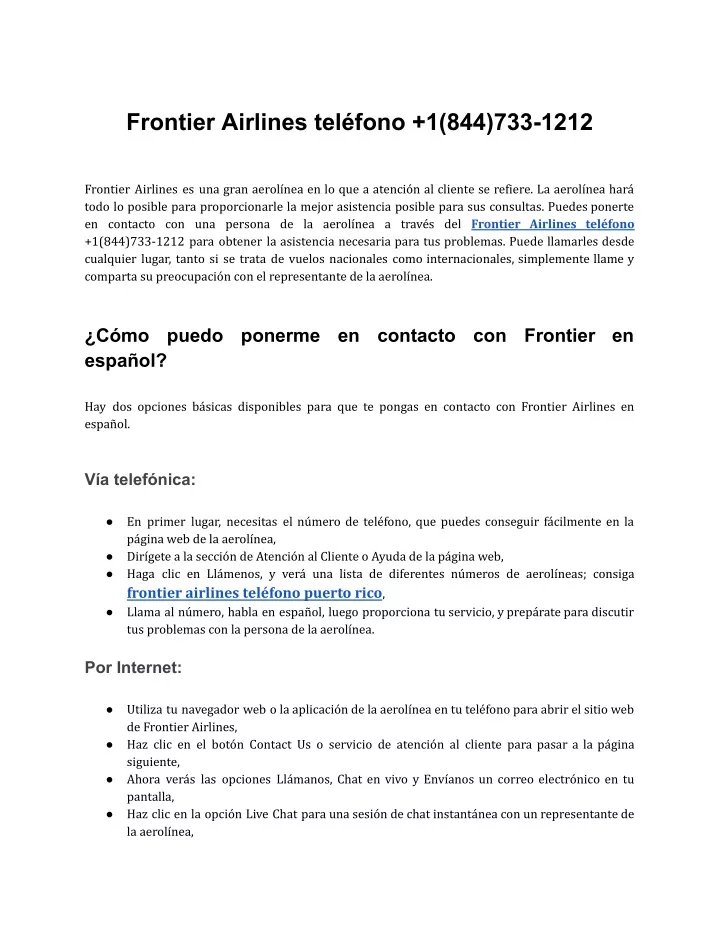 PPT - Frontier Airlines teléfono  18447331212 PowerPoint Presentation - ID:13575588