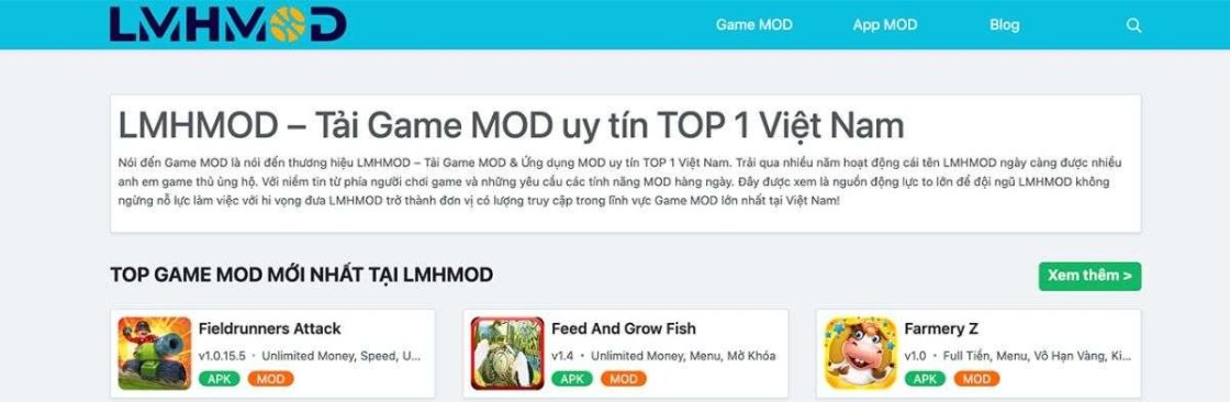 LMHMOD Thương Hiệu Game MOD Apk Uy Tín Cover Image