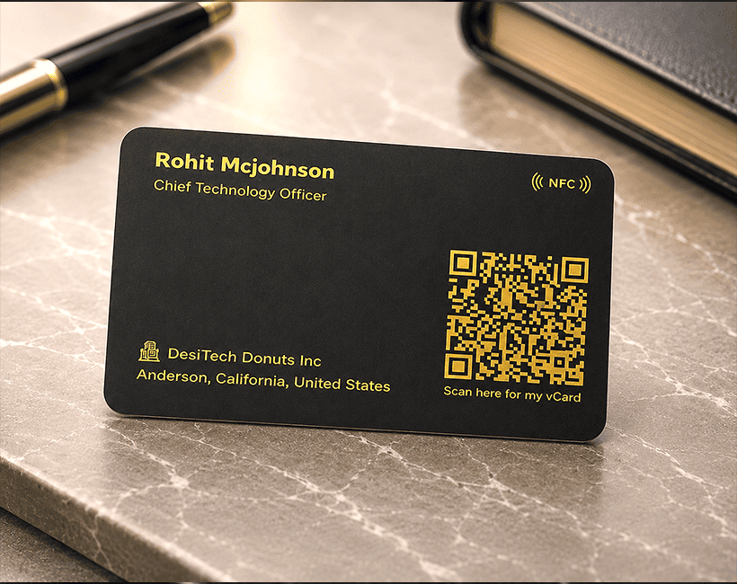 Premium Black & Gold NFC Business Card | Luxury Smart Card