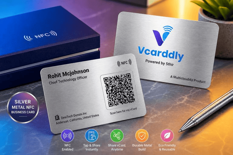 Silver Metal NFC Business Card | 5thIR