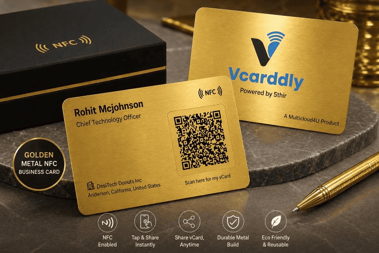 Golden Metal NFC Business Card | 5thIR