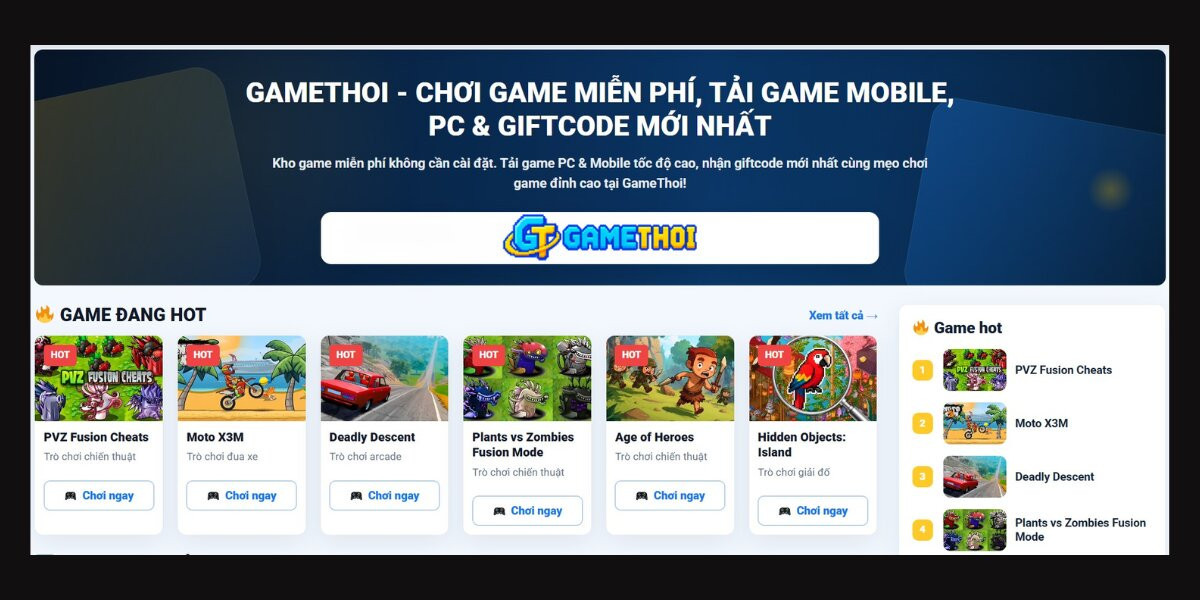 GameThoi | Chơi Game Miễn Phí, Tải Game & Giftcode